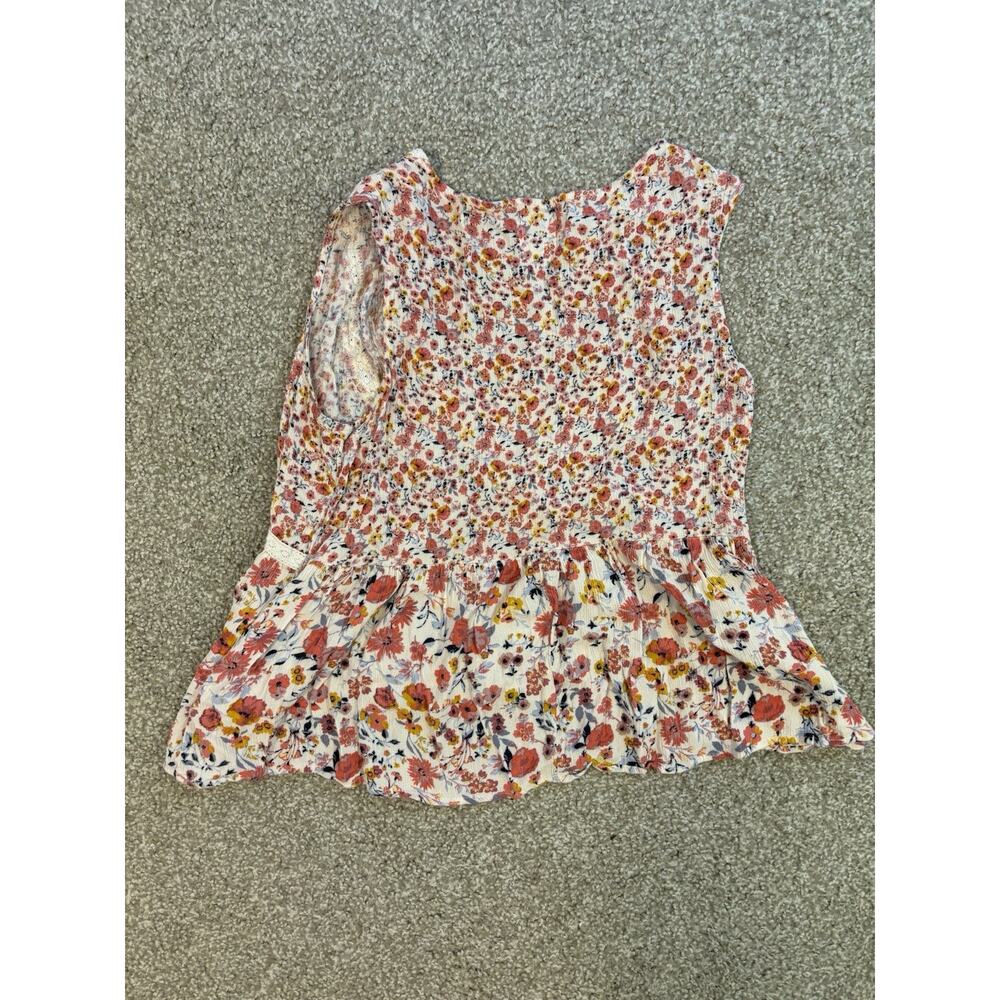 Image of Blue Rain Blue Floral Boho Babydoll Tank Top Small - Picture 8 of 16